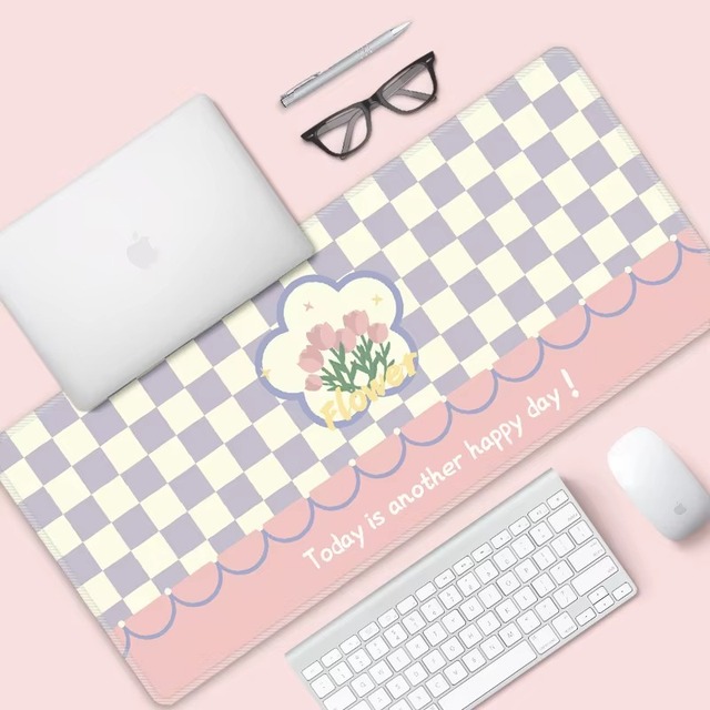 Cute Grid Ins-style PC Gaming Mouse Pads Gamer Mats Teclado Ergonomic Pad Mat Laptop Office Carpet 900X400