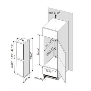 MDRF250WEBI 238L Réfrigérateur <span class=keywords><strong>encastrable</strong></span> sans givre avec panneau numérique Réfrigérateur congélateur à refroidissement rapide multi-débit d'air - Product Image 6