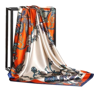 Sciarpa Quadrata in <span class=keywords><strong>Seta</strong></span> Nera da Donna, Nuovo Marchio di Moda con Stampa a Catena, <span class=keywords><strong>Foulard</strong></span> 90*90cm per Primavera e Autunno, Copricapo Musulmano - Product Image 3