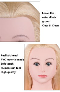 Cabeza <span class=keywords><strong>de</strong></span> entrenamiento <span class=keywords><strong>de</strong></span> cabello humano 100%, maniquí <span class=keywords><strong>de</strong></span> práctica realista para colorear, con estilo <span class=keywords><strong>de</strong></span> <span class=keywords><strong>pelo</strong></span> <span class=keywords><strong>de</strong></span> hombro - Product Image 2