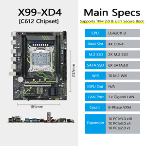 NUEVO Kit de PC de Escritorio X99-XD4 Matx NVMe M2 WiFi6 Sata3.0 4X DDR4 RAM con Placa Base Intel Xeon <span class=keywords><strong>E5</strong></span> <span class=keywords><strong>2673</strong></span> <span class=keywords><strong>V3</strong></span> TPM2.0 X99 Combo - Product Image 3