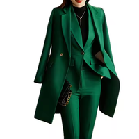 Produsen kustom Set jas 3 potong wanita kualitas tinggi celana blazer kancing sebaris bisnis Formal ramping elegan