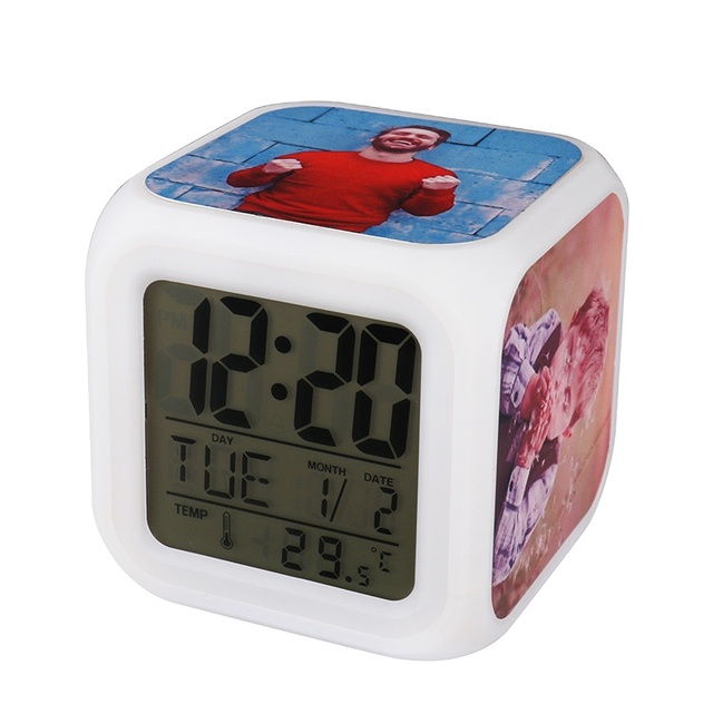 Sublimation Blank Desk Clock Led Digital Alarm Clock Wireless Charger Digital Alarm Table Clock