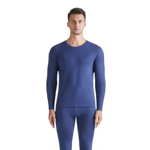 Silk wool autumn and winter men's thermal underwear set antibacterial and fleece thickened heat storage base long underwear