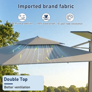 Nouveauté : Parasols et supports pour terrasse, alimentés à l'énergie solaire, avec roues mobiles, rectangulaires, imperméables, avec climatiseur - Product Image 4