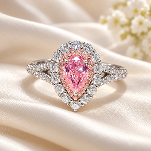 Anello a doppio strato a forma di goccia rosa per donna, design avvolgente, anello da indossare ogni giorno - Product Image 4
