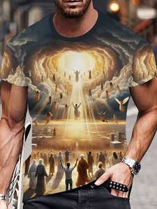 T-shirt homme 100% coton 180 grammes, surdimensionné, imprimé numérique 3D personnalisé, blanc, transfert DTF, t-shirt graphique Jésus-Christ - Product Image 2