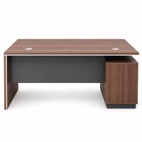 Bureau de direction contemporain en noyer avec meuble de rangement, poste de travail pour manager, idéal pour bureau, salle de conférence, ou bureau à domicile