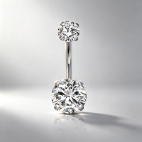 Anneau de nombril en acier inoxydable 316L avec zircon 5A, serti à quatre griffes, bijoux de piercing corporel pour femmes, vente en gros