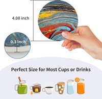 Conception artistique Offre Spéciale personnalisée marbre peint pierre absorbante ronde tasse en céramique caboteur tapis de café avec support
