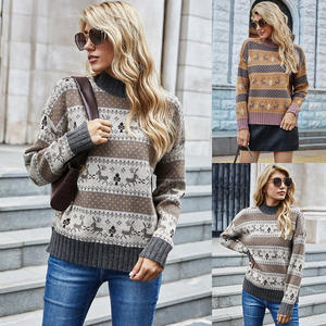 2020 Renne hiver <span class=keywords><strong>Amazon</strong></span> Souhaite Jacquard Vacances <span class=keywords><strong>De</strong></span> Noël <span class=keywords><strong>Pull</strong></span> col roulé à manches longues <span class=keywords><strong>pull</strong></span> <span class=keywords><strong>pull</strong></span> Pour Les Femmes - Product Image 2