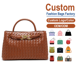 Handwoven Leather Tote Bag, <b>Bow</b> Hardware, OEM/ODM Custom Factory, <b>Large</b>-Capacity Shoulder Bag - Product Image 1