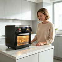 Oven Air Fryer Digital 11L Kapasitas Besar 1500W untuk 5-6 Orang, Pintu Kaca Transparan, Rak Dua Lapis, untuk Memasak Sehat