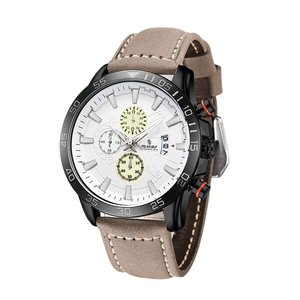 Reloj deportivo clásico de cuarzo analógico para hombre, correa de cuero genuino, caja de acero inoxidable con puntero <span class=keywords><strong>Exactime</strong></span>, esfera de cristal para ventana - Product Image 5