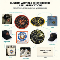 Écussons brodés personnalisés OEM, thermocollants, tissés, avec logo de marque, badges, appliques pour vêtements et chapeaux