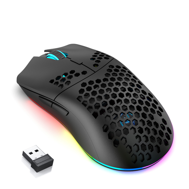 HXSJ-T66 Black Optimal Control Wireless Gaming Mouse Three Mode Wireless Charging Mouse