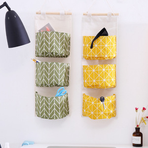 Bolsa de almacenamiento colgante de tela multicapa de algodón y lino impermeable de estilo nórdico para artículos diversos. Incluye también una parte trasera - Product Image 2
