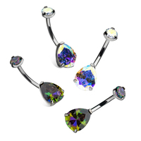 Métal éternel ASTM F136 titane filetage interne haut rond ensemble de broches larme goutte CZ nombril anneau bijoux de corps
