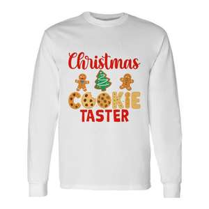 T-shirt a maniche lunghe Christmas Cookie Taster con design natalizio e girocollo - Product Image 1