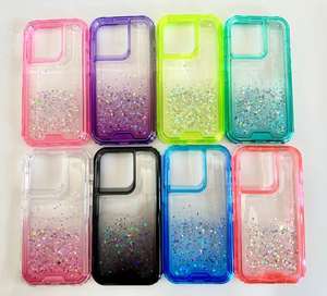 Fundas de teléfono al por mayor 3 en 1 funda de teléfono de lujo con purpurina para <span class=keywords><strong>iPhone</strong></span> 15 <span class=keywords><strong>Pro</strong></span> <span class=keywords><strong>Max</strong></span>, funda de teléfono con purpurina degradada para Spark go 2024 - Product Image 2