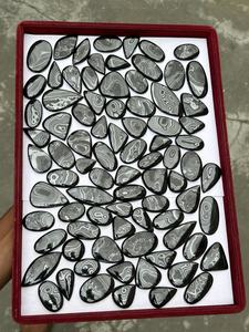 Pierres précieuses en psilomélane argenté naturel, cabochons en vrac, formes et tailles variées, lot pour la fabrication de bijoux - Product Image 5