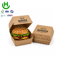 Boîte à hamburger en carton enduit personnalisée Hongchang, emballage pour hamburger à emporter, pour restaurant de restauration rapide