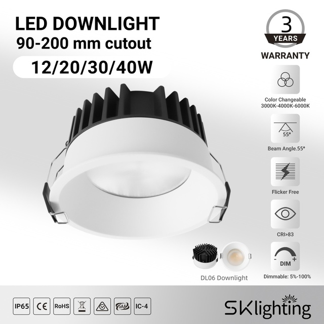 IP65 LED Downlight 12W 20W Anti-Glare Aluminum Deep Recessed Downlight Indoor Hotel Project Spotlight Black SMD Downlight saa CE