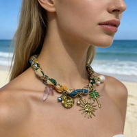 MusesJewels – Collier pendentif en acier inoxydable avec fleur de soleil délicate, fait main, perle naturelle, bijoux pour femme, cadeau