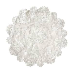 Tovaglia Quadrata in Poliestere con <span class=keywords><strong>Pizzo</strong></span> Ricamato a Fiori, Antipolvere, Trasparente, Moderna e Semplice, Bianca - Product Image 5