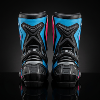 Bottes de moto mi-mollet en cuir véritable bleu et rose avec fermeture éclair, légères, respirantes, résistantes à l'abrasion, toutes saisons, unisexe