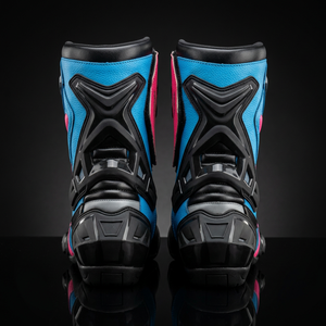 Bottes de moto en cuir véritable, hauteur cheville, bleu rose, fermeture éclair, résistantes à l'abrasion, toutes saisons, homme femme - Product Image 3