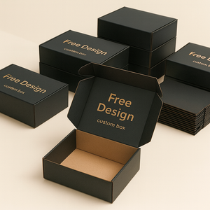 Bán buôn tùy chỉnh in logo Đen bưu phẩm gấp Quà Tặng hộp giấy các tông vận chuyển bao bì sóng hộp cho quần áo - Product Image 2