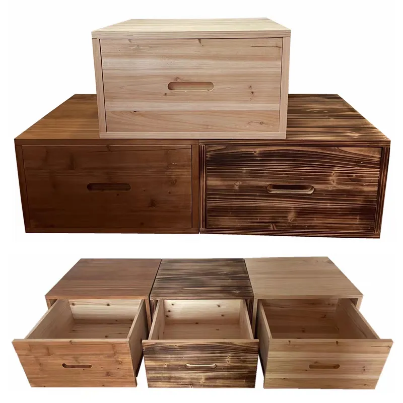 Rustikale Großhandel billige Holzkiste mit Schublade zum Verkauf Set von 3 Holz schublade unvollendete antike Holz Schublade zum Verkauf