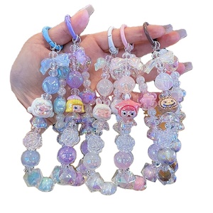 3D Cartoon Mobile Phone Keychain Creative Cute Glass Sanrioes Kuromi Melody Keychains Car Bag Pendant Doll Keyring Key Chain