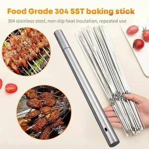 Iğne Kabob izgara düz barbekü çatal açık kamp barbekü şişleri paslanmaz çelik rosto çubukları piknik şiş barbekü aleti - Product Image 2