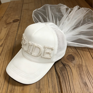 Conjunto de gorra de béisbol para novia y novio, velo de boda de 56-58 cm, accesorio de vestir de color sólido - Product Image 3