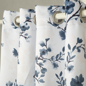 Rideaux occultants prêts à poser pour salon, design moderne, imprimé de fleurs bleues, luxueux, vente en gros en Chine - Product Image 2