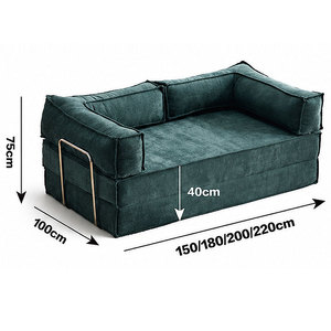 <span class=keywords><strong>Canapé</strong></span>-lit modulaire <span class=keywords><strong>convertible</strong></span>, emballage en rouleau, moderne, deux places, tissu en velours côtelé, structure en acier inoxydable, plusieurs tailles - Product Image 6