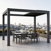 Pergola extérieure en aluminium sur mesure, motorisée, imperméable, avec toit à lamelles rotatives et drainage intégré