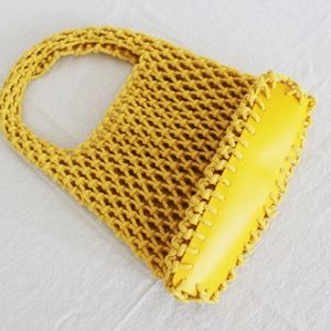 2024 New Solid Color Cotton Rope Hollowed Out <b>Net</b> <b>Mesh</b> Small Beach Bag Fashion Holiday Portable Tote Bags for Women Beach - Product Image 6
