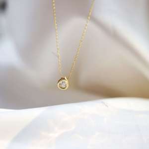 Dylam-Colgante de <span class=keywords><strong>Plata</strong></span> de Ley 925 con piedra ovalada de 5A, collar de cristal con bisel de oro de 14k y Circonia cúbica de alta calidad, joyería chapada <span class=keywords><strong>en</strong></span> oro - Product Image 1