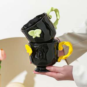 Tasse papillon tridimensionnelle au design personnalisé, tasse à café vintage pour filles antiques, cadeau de compagnon d'entreprise de mariage - Product Image 3