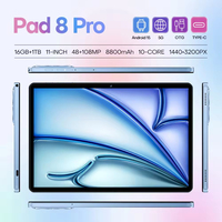Tablet PC Pad 8 Pro de 11 Pulgadas con WiFi, Función OTG, Procesador MTK Octa Core, 16GB+1TB de Almacenamiento, Reconocimiento Facial y Doble SIM