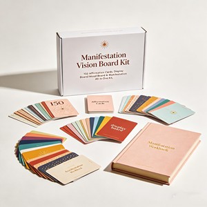 Kit de planification des objectifs Premium Vision Board Book avec tableau d'objectifs, ruban décoratif et journal de rêves - Product Image 1