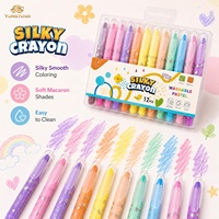 Crayons en Gros Lavables 12 Couleurs Macaron Bâtons de Couleurs Professionnels Crayon Kawaii Peinture à l'Huile Crayons Torsadés Soyeux Set