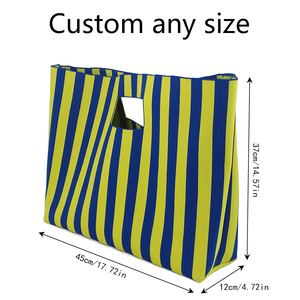 MOQ 50 pièces <span class=keywords><strong>Sac</strong></span> fourre-tout tricoté surdimensionné pour femme, rayé bleu-<span class=keywords><strong>vert</strong></span>, <span class=keywords><strong>sac</strong></span> de plage d'été, <span class=keywords><strong>sac</strong></span> à <span class=keywords><strong>main</strong></span> tissé grande capacité, tendance - Product Image 3