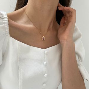<span class=keywords><strong>France</strong></span> collier de luxe en Zircon <span class=keywords><strong>CZ</strong></span> plaqué or 14K rétro en acier inoxydable carré multicolore collier en Zircon bijoux pour femmes - Product Image 6