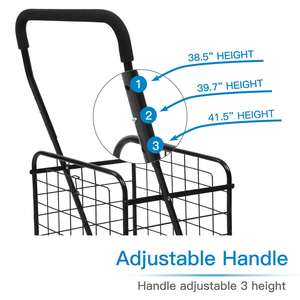 आधुनिक घर सस्ते बेहतर गुणवत्ता पोर्टेबल धातु तार बंधनेवाला 4 पहियों के साथ खरीदारी की टोकरी - Product Image 5