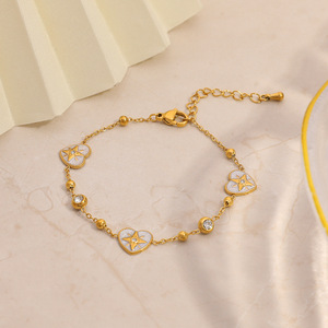 Pulsera de Diamantes en Forma de Corazón, Chapada en Oro de 18k, Joyería para Uso Diario de Mujer - Product Image 3