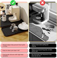 Tapis de machine à café en silicone rectangulaire, tapis de bar à café, facile à nettoyer, antidérapant, tapis de séchage pour vaisselle
